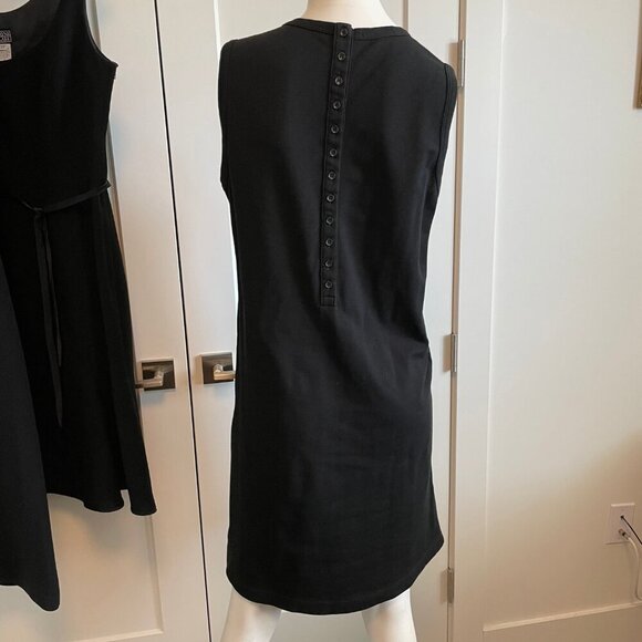 Lacoste Slvless Crew Nk Midi Cotton Sheath Dress Black Sz 42 - Picture 5 of 13
